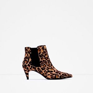 Zara Kitten Heel Cheetah Bootie 6.5